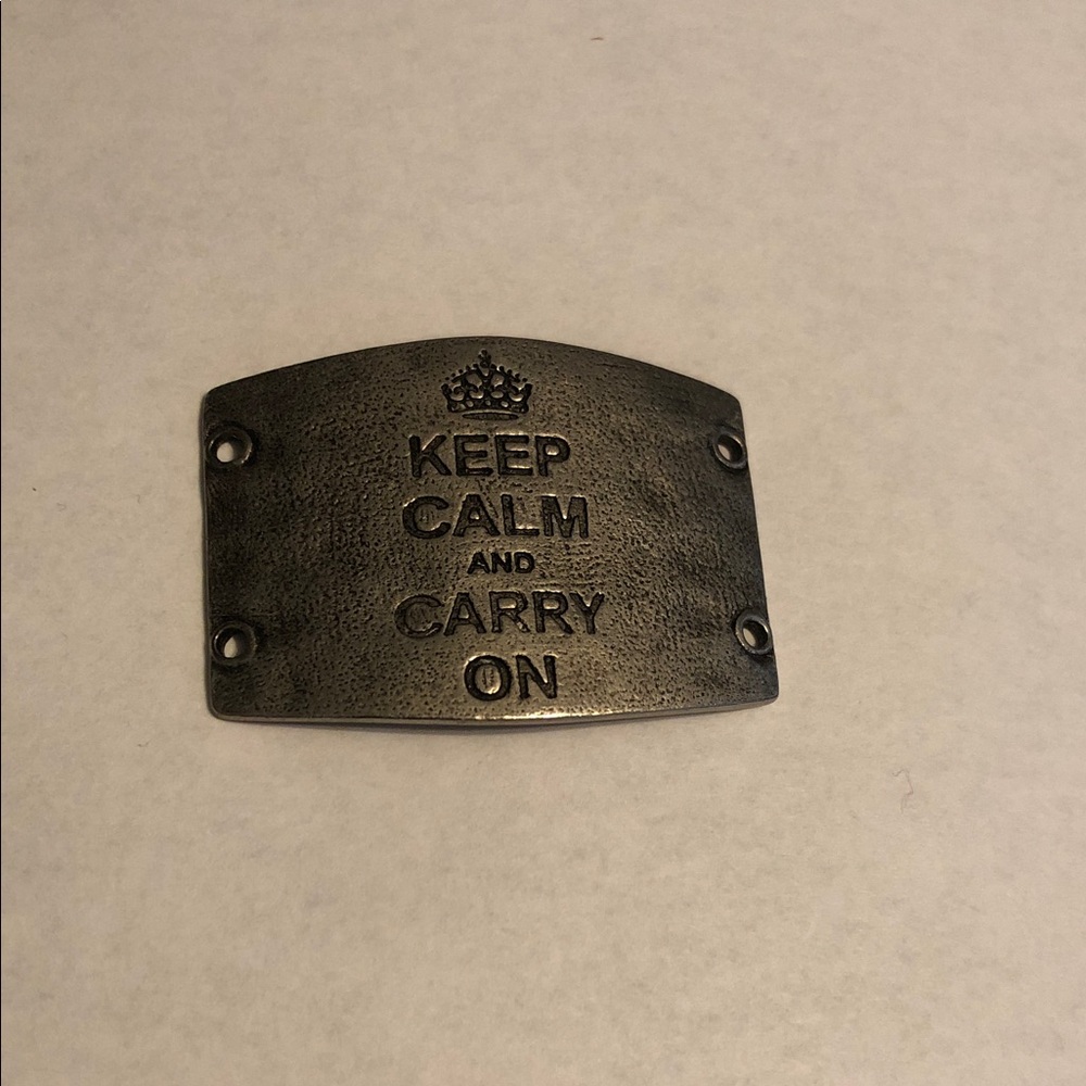 Keep Calm and Carry On Metal Plate Lenny and Eva sentiment